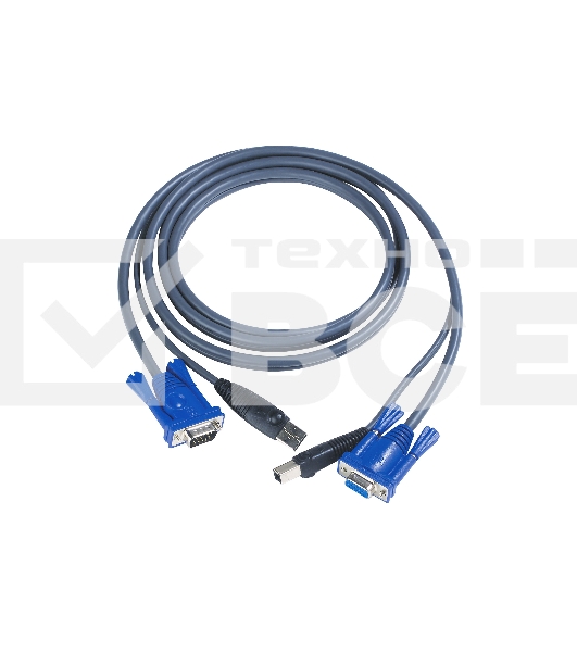 Кабель KVM  U(Kлав+мышь)(Male)+HDB15(Female) PS/2(Kлав+мышь)(Male)+HDB15(Male) 3м., черный/ CABLE HD15M/USB A-HD15F/USB B 3M