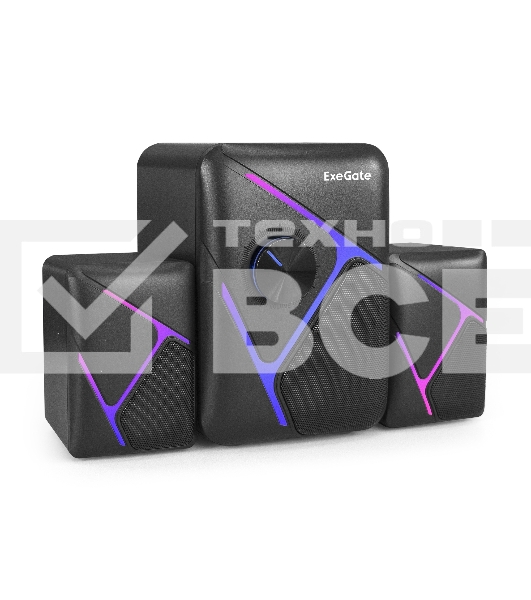 Акустическая система 2.1 ExeGate Accord 320 (питание USB, 5Вт+2х3Вт, 150-20000Гц, цвет черный, RGB подсветка, Color Box)