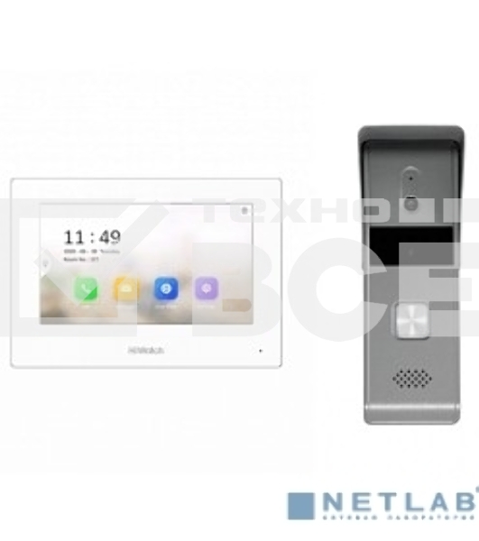 Комплект гибридной видеодомофонии, Включаются устройства:, DS-D100P, VDP-H3212W, 1 блок питания 12В, Работа с Hik-Connect