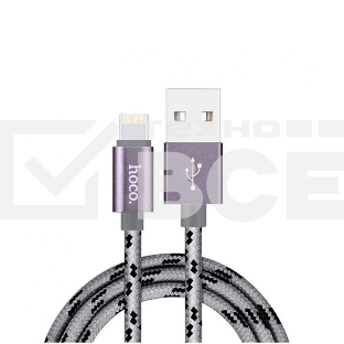 Кабель USB 2.0 hoco X2 текстильная оплетка, AM/Lightning M, матовый, 1м