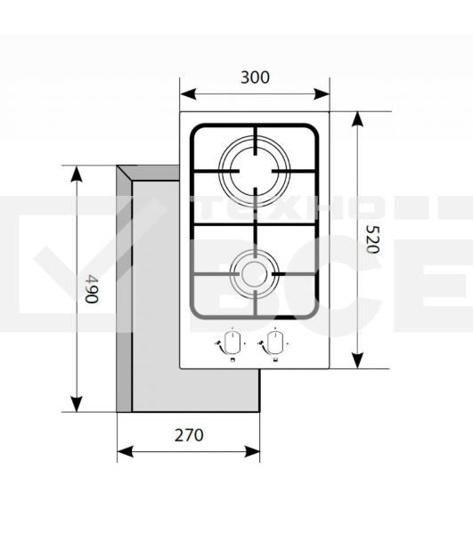 Панель варочная LEX GVS 320 IX1000/3000Вт 2конфорки нерж.сталь