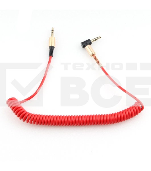 Кабель Cablexpert аудио 90˚ спиральный  CCAB-02-35MMLC-1.8MR. 3.5 Jack (M)/3.5 Jack (M), красный, 1.8м, блистер