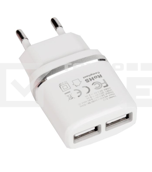 Сетевое зарядное устройство C12 Smart dual USB charger, белый