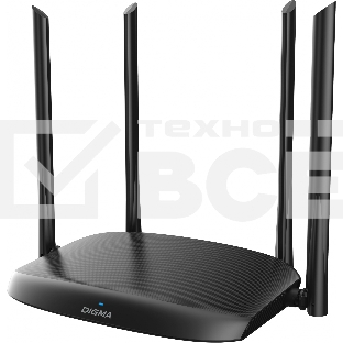 Роутер беспроводной Digma DWR-AC1202 AC1200 10/100/1000BASE-TX черный