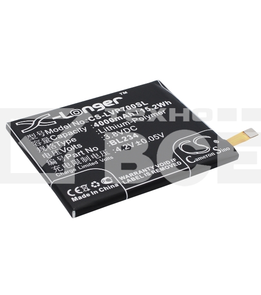 Аккумулятор CameronSinoCS-LVP700SL (BL234) для Lenovo P70T 3.8V / 4000mAh / 15.20Wh