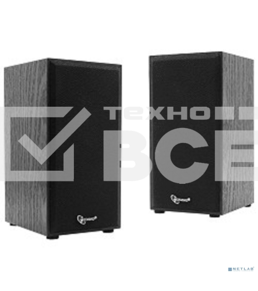 Колонки Gembird SPK-203, черный МДФ,2х3 Вт, регулятор громкости, USB