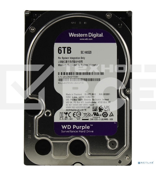 Жесткий диск Western Digital 6TB  Purple (WD63PURU) {Serial ATA III, 5400- rpm, 256Mb, 3.5