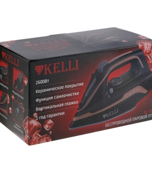 Утюг Kelli KL-1645 черный/коричневый