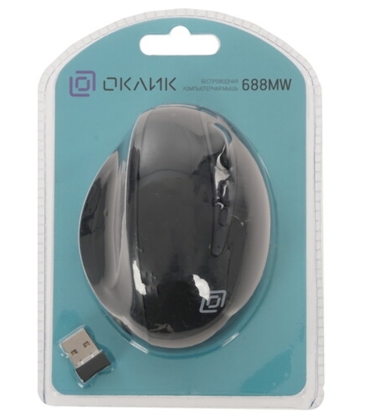 Мышь беспроводная Oklick 688MW ERGO черный, 2400 dpi, радиоканал, Bluetooth, USB, кнопки - 6