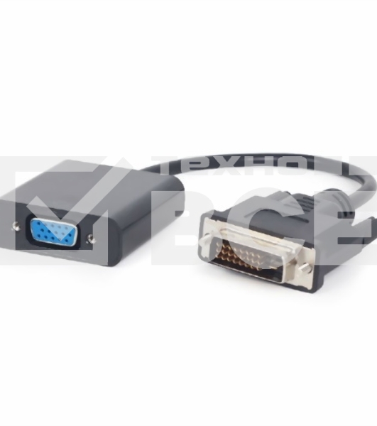 Переходник DVI-D-VGA Cablexpert A-DVID-VGAF-01, 25M/15F, длина кабеля 0,2м, черный, пакет