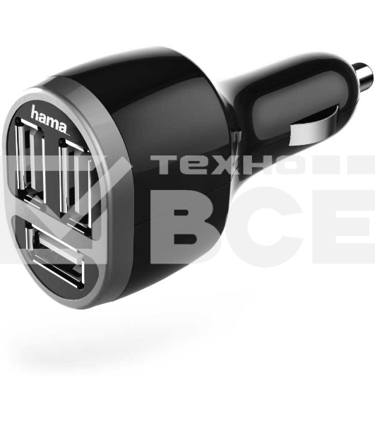 Автомобильное зар./устр. Hama H-173603 2.1A+2.1A+1A универсальное черный (00173603)