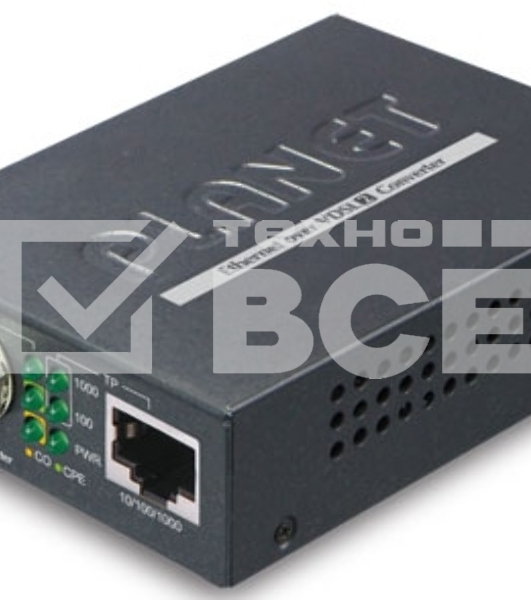 Конвертер Planet Ethernet в VDSL2, внешний БП 1-port 10/100/1000T Ethernet over Coaxial Converter(Downstream:200Mbps;upstream:100Mbps)