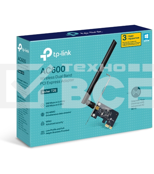 Двухдиапазонный Wi-Fi адаптер TP-Link Archer T2E AC600 PCI Express