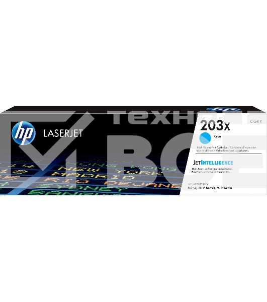 Картридж лазерный HP CF541X (HP 203X) голубой для HP LaserJet M254/M280/M281 2500 страниц.