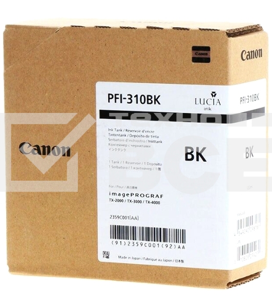 Картридж струйный Canon PFI-310 BK 2359C001 черный (330мл) для Canon TX-2000/TX-3000/TX-4000