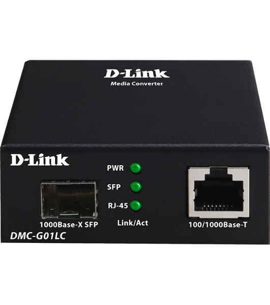 Медиаконвертер D-Link DMC-G10SC/A1A с 1 портом 100/1000Base-T и 1 портом 1000Base-LX с разъемом SC для одномодового оптического кабеля (до 10 км)