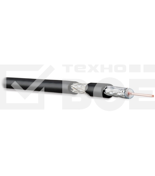 Кабель коаксиальный Hyperline COAX-RG6-CU-500 RG-6, 75 Ом (ТВ, SAT, CATV), жила - 1.00 мм (медь, solid), экран - фольга+оплетка(луженная медь, 48%)+фольга, изоляция PVC (+75 C - -20 C) (бухта 500 м)