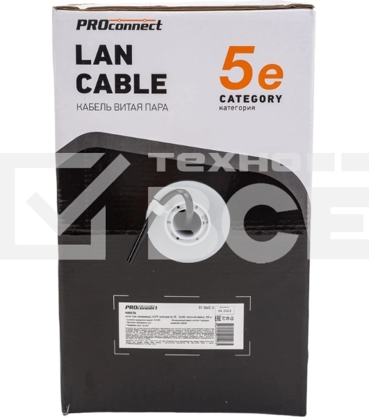Кабель информационный PROconnect 01-0045-3 кат.5E UTP 4 пары 24AWG PE внешний 305м черный