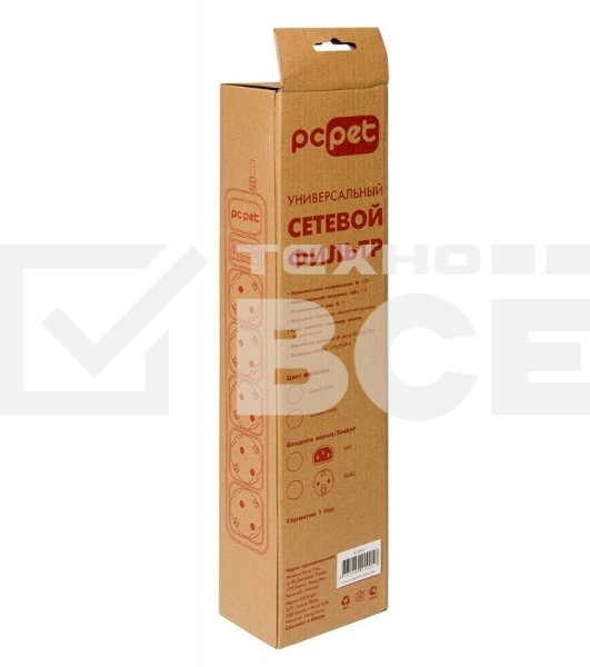Сетевой фильтр PC Pet AP01006-1.8-BK 1.8м (5 розеток) черный