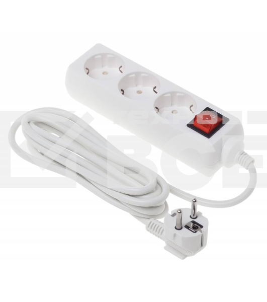 Сетевой удлинитель Buro BU-PS3.3/W 3м (3 розетки) белый (пакет ПЭ)
