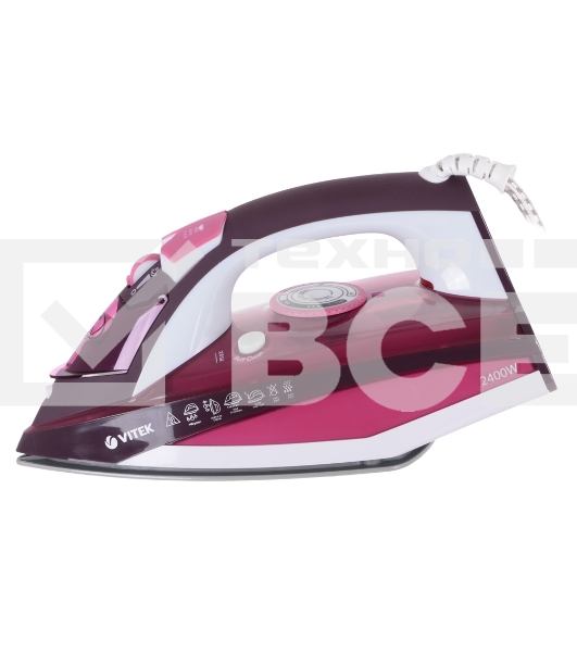 Утюг Vitek VT-1215 (PK) максимальная мощность 2400 Вт.Подошва Ceramic Ultra Care.