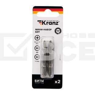 Мини-набор бит KRANZ PH2xPH2, PH1xPH3-50 мм (2 шт./уп.)