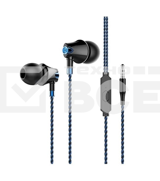 Наушники вакуумные AUX разъем с МК без рег.громкости длина 1.1м More Choice G26 (Blue)