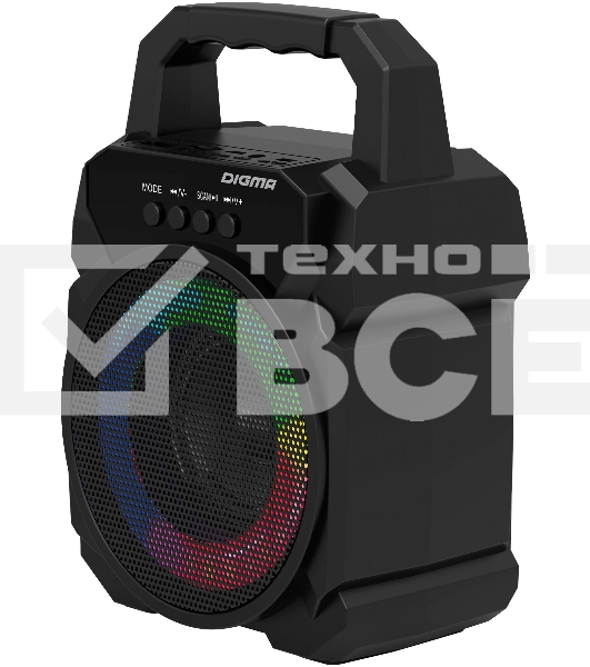 Портативная колонка Digma D-PS1500 черный 10 Вт 1.0 BT 10м 500mAh