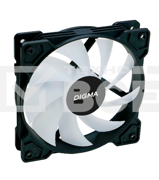Вентилятор для корпуса Digma DFAN-FRGb1 черный, 120 мм, 1200 об/мин, 23 дБ, 4 pin