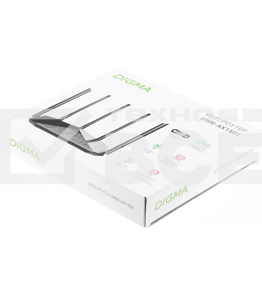 Роутер беспроводной Digma DWR-AX1501 AX1500 10/100/1000BASE-TX черный (упак.:1шт)