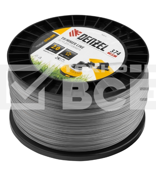 Леска для триммера двухкомпонентная звезда, 2,0мм х 374м, на DIN катушке EXTRA CORD Denzel