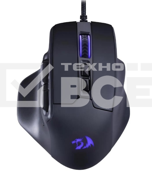 Мышь проводная Defender Redragon Bullseye черный, 12400 dpi, USB, кнопки - 8