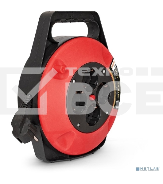 Удлинитель на катушке ExeGate EX286336RUS Master ECS-1-1B (4 евророзетки с заземлением, 10м, защита от детей, защита от перегрузки, 3х1,0мм2, 10А/2.2кВт)