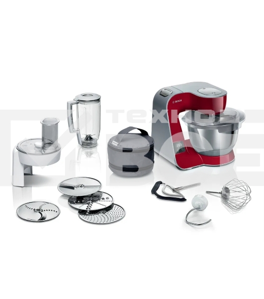 Кухонная машина Bosch MUM5X720 планетар.вращ. 1000Вт красный/серый