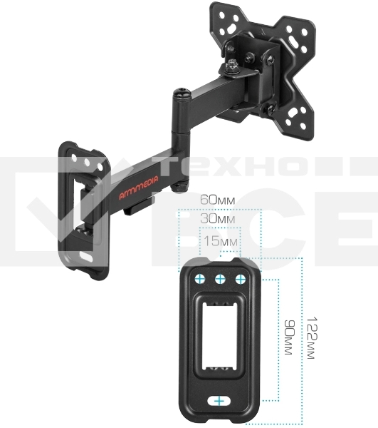 Кронштейн Arm media MARS-6 черный, 10 шт/уп. Кр. стал. настенный для TV 10