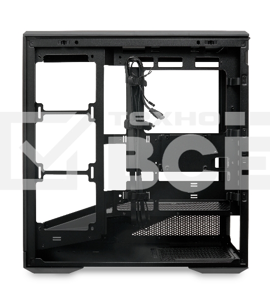 Компьютерный корпус без блока питания HSPD F711-TGbK, Panoramic Full Tower, Black, TG, 0.7 SPCC, no fans ATX, mATX, mITX 190/420/280мм 2x2.5', 2x3.5', 7xPCI 1xUSB-A 3.0, 1xUSB-C 445x235x475мм