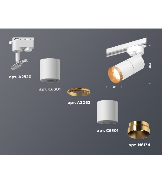 Светильник Ambrella light XT6301021 SWH/PYG белый песок/золото желтое полированное MR16 GU5.3 (A2520,C6301,A2062,C6301,N6134)