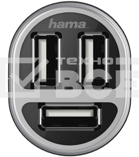 Автомобильное зар./устр. Hama H-173603 2.1A+2.1A+1A универсальное черный (00173603)