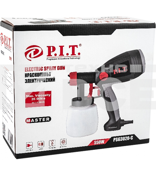 P.I.T Краскораспылитель PSG3020-C МАСТЕР (550Вт,700мл/мин,сопло 2,5 мм,бачок 800 мл,SDS разъем) PSG3020-C