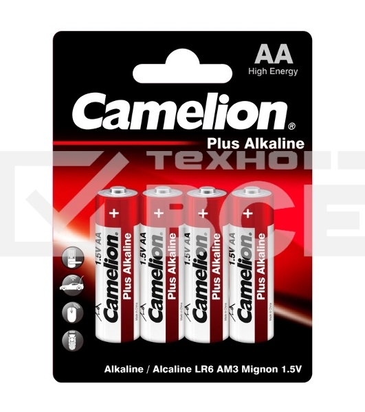 Элемент питания алкалиновый Camelion LR LR6 BL-4 (блист.4шт) 1.5 В