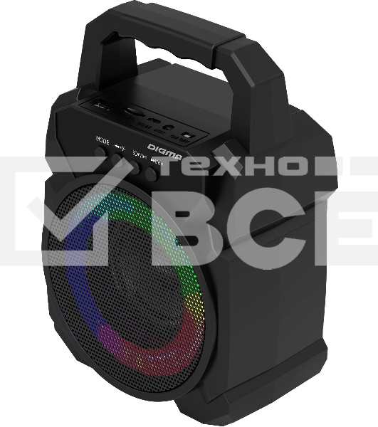 Портативная колонка Digma D-PS1500 черный 10 Вт 1.0 BT 10м 500mAh