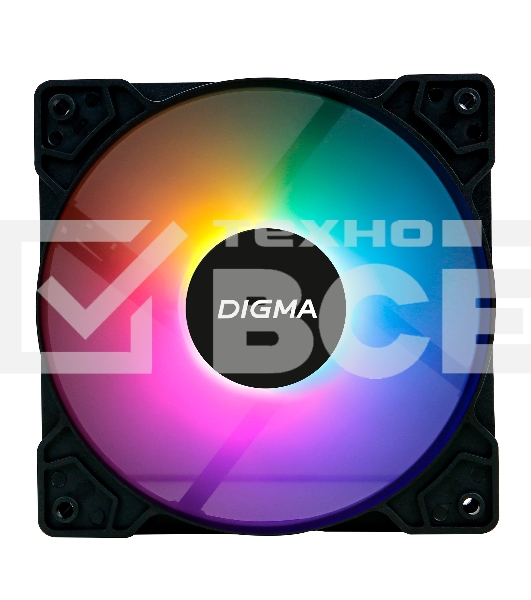 Вентилятор для корпуса Digma DFAN-FRGb1 черный, 120 мм, 1200 об/мин, 23 дБ, 4 pin