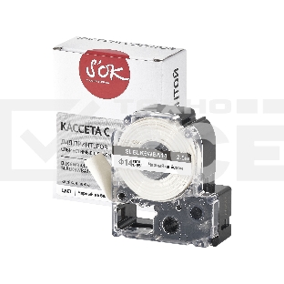 Кассета с лентой S'OK by Sakura Printing BLK6WBA14 для Epson, черный на белом, φ14мм/2.5м