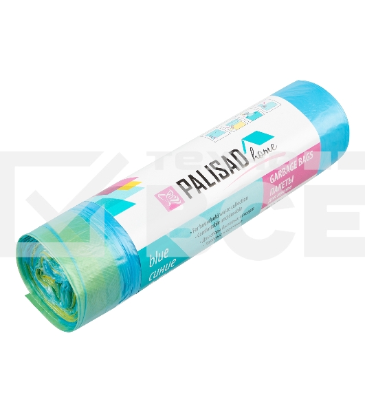 Пакеты для мусора с завязками 35 л x 15 шт. синие, HomePalisad