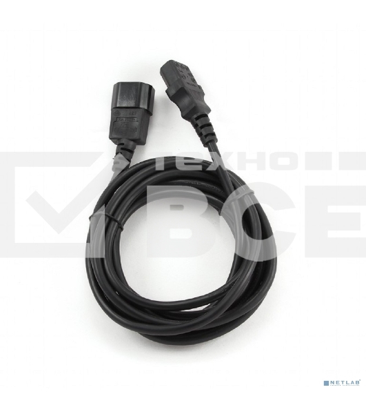 Кабель питания сист.блок-монитор Cablexpert PC-189-VDE-5M, 5м, C13-C14, VDE, 10А, Сечение провода: 0,75 мм2, черный, с заземлением