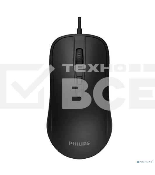 Мышь проводная Philips SPK7214 черный, 1600 dpi, USB, кнопки - 4