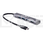 Разветвитель USB3.1 Gembird UHB-C474, 4хUSB, с доп.питанием (порт Type-C), кабель Type-C 19см, алюминий, коробка, фото2