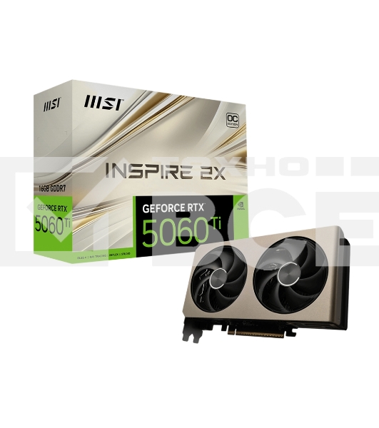 Видеокарта MSI RTX 5060 Ti 16G INSPIRE 2X OC, NVIDIA RTX 5060 Ti, 16 ГБ GDDR7, 128 бит, PCI-e 5.0, 1xHDMI, 3xDP, 2617 МГц