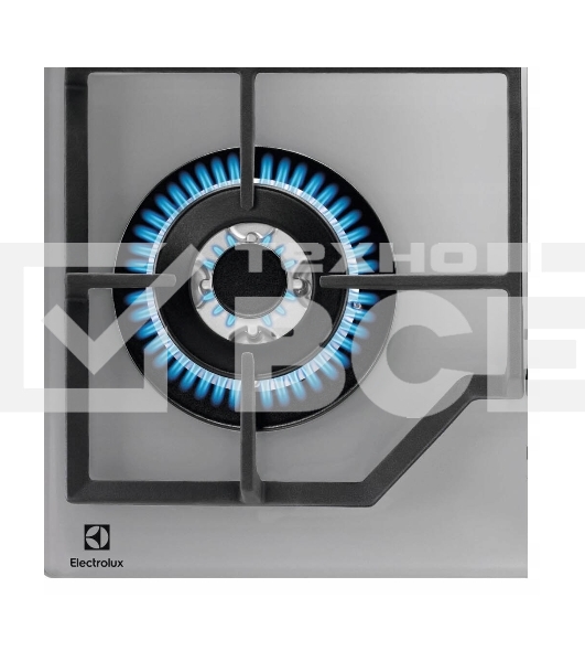 Газовая варочная поверхность ELECTROLUX KGG64362S газ на стекле, 2 чугунных держателя, газконтроль варочной поверхности, интегрированный автоподжиг варочной поверхности, конфорки: Конфорка ускоренного нагрева, средней мощности, Конфорка ускоренного нагрева, средней мощности, WOK конфорка, Конфорка ускоренного нагрева, стандартной мощности,