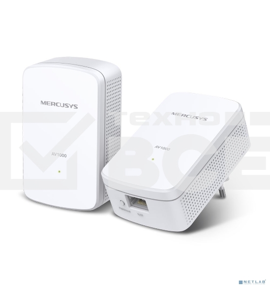 Комплект гигабитных адаптеров Mercusys AV1000 Gigabit Powerline Kit, HomePlug AV2 standard, 1 Gigabit port, 300m over electrical circuits, plug and play.